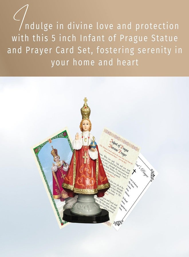 Trendzeen 5 inch Infant of Prague Statue - Infant Jesus Prayer Card, The Lord's Prayer - Niño de Praga Set for Altar, Home - 3 Items - Image 2